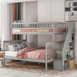 Twin Over Full Stairway Bunk Bed With Storage-ModernLuxe -Child Home Decoration Store GUEST 7e9267d1 aca3 45ef a5d8 3c99b32d34ae