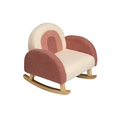 Upholstered Rocking Chair Pink/White - Gift Mark 5 Upholstered Rocking Chair Pink/White - Gift Mark - Image 3