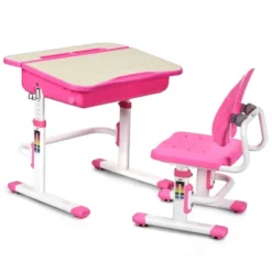 Costway Adjustable Children Study Desk Chair Set W/Winged Backrest Pink -Child Home Decoration Store GUEST 80cbb9c5 3402 418c 8dda 321acb30626f
