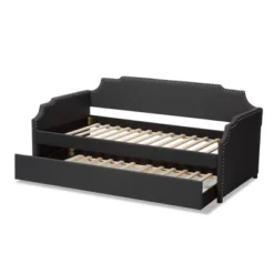 Twin Ally Fabric Upholstered Sofa Daybed With Roll Out Trundle Guest Bed Dark Gray - Baxton Studio -Child Home Decoration Store GUEST 81e1d57d c8da 4591 a979 d60a2a7b5063