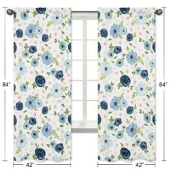 2pc Sweet Jojo Designs Watercolor Floral Window Panel Pink/Blue - Sweet Jojo Designs -Child Home Decoration Store GUEST 8252d9e2 524f 4b01 b8fc 41f7b9db1b75