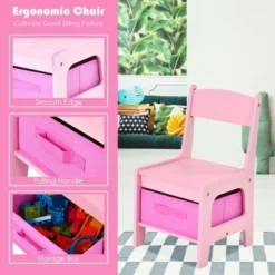 Costway 3 In 1 Wood Activity Table Chair Set W/Storage Box Pink 19 Costway 3 In 1 Wood Activity Table Chair Set W/Storage Box Pink -Child Home Decoration Store GUEST 8256f2f5 2193 4612 95d0 260826f440d5
