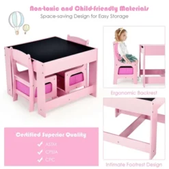 Costway 3 In 1 Kids Wood Table Chairs Set W/ Storage Box Blackboard Drawing Pink 17 Costway 3 In 1 Kids Wood Table Chairs Set W/ Storage Box Blackboard Drawing Pink -Child Home Decoration Store GUEST 848a9601 22e4 4e8f b77f adf5d36033d6 1