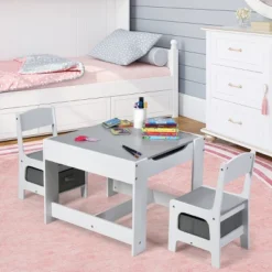 Costway Kids Table Chairs Set With Storage Boxes Blackboard Whiteboard Drawing GreyNature -Child Home Decoration Store GUEST 86ffcafc f435 4d98 86c3 7abc5eebc373