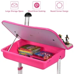 Costway Adjustable Children Study Desk Chair Set W/Winged Backrest Pink -Child Home Decoration Store GUEST 88c8b3d2 c5c1 4427 9ae1 f17aa08aa3d4