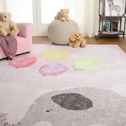 Nursery Elephant Colorful Kids Playroom Indoor Area Rug By Blue Nile Mills -Child Home Decoration Store GUEST 896df1d5 ec55 4ace ba5e 1e2194d63025