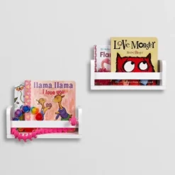 2pk Kids' 10" Floating Wall Mount Bookshelf Set White - RiverRidge Home -Child Home Decoration Store GUEST 8b353deb c435 49e3 945b 53a50b64a006