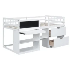 Twin Size Low Loft Bed With Rolling Desk, Shelves And Drawers - ModernLuxe 15 Twin Size Low Loft Bed With Rolling Desk, Shelves And Drawers - ModernLuxe -Child Home Decoration Store GUEST 8bc7e9c0 361f 483e a665 4bb0af83fa95