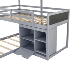 Twin Size L-shaped Wood Triple Bunk Bed With Storage Cabinet, Ladder And Blackboard-ModernLuxe 20 Twin Size L-shaped Wood Triple Bunk Bed With Storage Cabinet, Ladder And Blackboard-ModernLuxe -Child Home Decoration Store GUEST 8d5bd23d 54b0 4f36 a0b0 b654a89e10f8