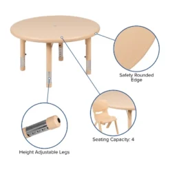 Flash Furniture 33" Round Plastic Height Adjustable Activity Table -Child Home Decoration Store GUEST 8ec96c05 f129 4f3f 831a 17b88247fde1