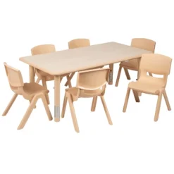Emma And Oliver 23.625"W X 47.25"L Rectangular Plastic Height Adjustable Activity Table Set With 6 Chairs 30 Emma And Oliver 23.625"W X 47.25"L Rectangular Plastic Height Adjustable Activity Table Set With 6 Chairs -Child Home Decoration Store GUEST 8fdd1b8c b6f7 4b1d 9011 3e9b6034023a
