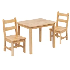 Emma And Oliver Kids 3 Piece Solid Hardwood Table And Chair Set For Playroom, Kitchen -Child Home Decoration Store GUEST 906f23c6 d3f0 472e aa20 cba3e96e665a