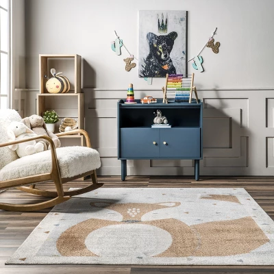 NuLOOM Talia Bashful Fox Kids Machine Washable Area Rug 9 NuLOOM Talia Bashful Fox Kids Machine Washable Area Rug - Image 7