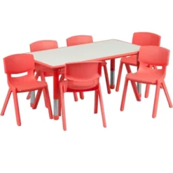 Emma And Oliver 23.625"W X 47.25"L Rectangular Plastic Height Adjustable Activity Table Set With 6 Chairs 29 Emma And Oliver 23.625"W X 47.25"L Rectangular Plastic Height Adjustable Activity Table Set With 6 Chairs -Child Home Decoration Store GUEST 92fa9ab8 7714 443f ad9a 86cda7375bca