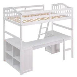 Twin Size Wooden Loft Bed With Drawers, Cabinet, Shelves And Desk-ModernLuxe -Child Home Decoration Store GUEST 93703765 6ab6 4c3e a229 41a01f292e01