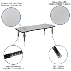 Emma And Oliver 3 Piece 86" Oval Wave Collaborative Grey Kids Adjustable Activity Table Set 19 Emma And Oliver 3 Piece 86" Oval Wave Collaborative Grey Kids Adjustable Activity Table Set -Child Home Decoration Store GUEST 95b70b7d 888f 4fd4 af50 55ab1df31fa9