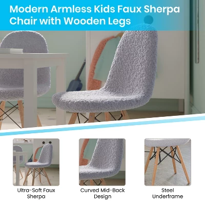 Flash Furniture Zula Kid's Modern Padded Armless Faux Shearling Accent Chair With Beechwood Legs 4 Flash Furniture Zula Kid's Modern Padded Armless Faux Shearling Accent Chair With Beechwood Legs - Image 2