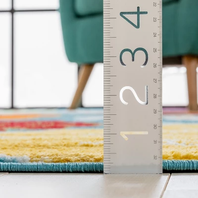 Well Woven Modern Daisy Flowers Blue Kids Room Floral Area Rug 7 Well Woven Modern Daisy Flowers Blue Kids Room Floral Area Rug - Image 5