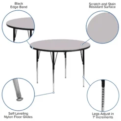 Emma And Oliver 48" Round Laminate Adjustable Activity Table -Child Home Decoration Store GUEST 99d03a77 10e7 488a 8e59 e0f0d8cc77f6