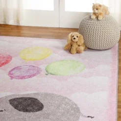 Nursery Elephant Colorful Kids Playroom Indoor Area Rug By Blue Nile Mills -Child Home Decoration Store GUEST 9a56d96b 6143 46fa 8228 9082c2f8ba6e