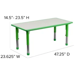 Emma And Oliver 23.625"W X 47.25"L Rectangular Plastic Height Adjustable Activity Table -Child Home Decoration Store GUEST 9b9263b2 48d1 4b18 bf7c 6f3aadaeb227