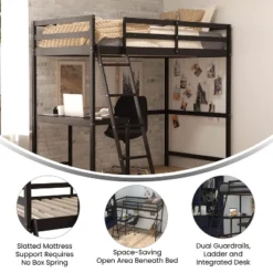 Emma And Oliver Twin Wood Loft Bed Frame With Protective Guardrails And Integrated Desk And Ladder For Use With Any 6-8" Thick Mattress 16 Emma And Oliver Twin Wood Loft Bed Frame With Protective Guardrails And Integrated Desk And Ladder For Use With Any 6-8" Thick Mattress -Child Home Decoration Store GUEST 9d2a43d9 eb71 4679 b83a a617a6920f6a