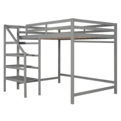 Full Size Loft Bed With Staircase And Safety Guardrails Gray/White-ModernLuxe -Child Home Decoration Store GUEST 9ebed37e 5216 4707 9a5b 7ae0442ff844