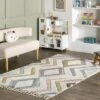 Lillie Abstract Diamond Kids Tassel Area Rug