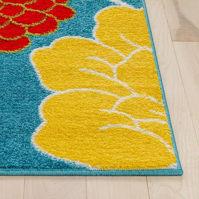 Well Woven Modern Daisy Flowers Blue Kids Room Floral Area Rug 4 Well Woven Modern Daisy Flowers Blue Kids Room Floral Area Rug - Image 2