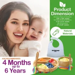 NutriChef Rainbow Dinnerware Set With Bibs For Kids