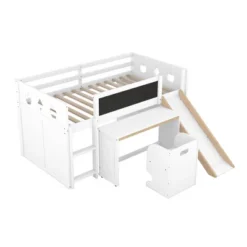 Wood Loft Bed With Slide, Cabinets, Blackboard, Desk And Chair-ModernLuxe 16 Wood Loft Bed With Slide, Cabinets, Blackboard, Desk And Chair-ModernLuxe -Child Home Decoration Store GUEST a9d47b9a 43e3 4380 bb02 363fb0aa521c