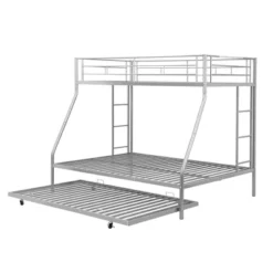 Twin Over Full Steel Bunk Bed With Twin Size Trundle Bed And Two-Side Ladders-ModernLuxe -Child Home Decoration Store GUEST aa767a84 357c 4531 b5ac 9dc587493a1d