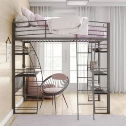 Andy Metal Loft Bed With Integrated Desk And Shelves - Room & Joy -Child Home Decoration Store GUEST ac9f8af9 f47c 40b4 bcd6 b5fba08a8728