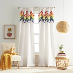 2pk Rainbow Tufted Striped Poletop Curtains - Dream Factory -Child Home Decoration Store GUEST ace91d7f fde8 4e46 85e1 294922e0103e