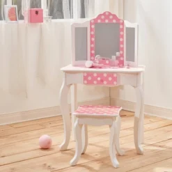 Polka Dot Fashion Prints Vanity Table & Stool Set Pink - Teamson Kids 10 Polka Dot Fashion Prints Vanity Table & Stool Set Pink - Teamson Kids -Child Home Decoration Store GUEST afbc47d2 659a 4895 87a5 2a06a408b8d1