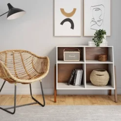 Telos Matte Walnut Storage Unit White - Nathan James -Child Home Decoration Store GUEST b1511fcc 4249 41b4 9bf5 23528478079d