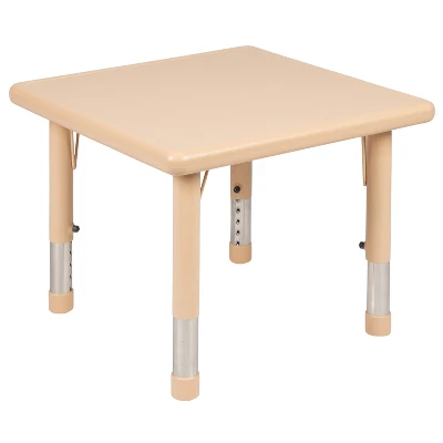 Emma And Oliver 24" Square Plastic Height Adjustable Activity Table Set With 2 Chairs 3 Emma And Oliver 24" Square Plastic Height Adjustable Activity Table Set With 2 Chairs