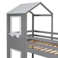 Twin Over Twin Wood Bunk Bed With Roof, Window, Guardrail, And Ladder-ModernLuxe 22 Twin Over Twin Wood Bunk Bed With Roof, Window, Guardrail, And Ladder-ModernLuxe -Child Home Decoration Store GUEST b27cba08 a2a5 4381 a12a d52b50fe94b1