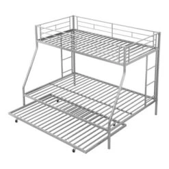 Twin Over Full Steel Bunk Bed With Twin Size Trundle Bed And Two-Side Ladders-ModernLuxe -Child Home Decoration Store GUEST b348fc84 89ee 4c30 bcc6 d3e01db834a6