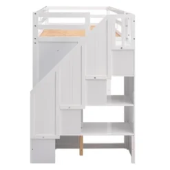 Functional Twin Loft Bed With 3 Shelves, 2 Wardrobes, 2 Drawers And Ladder With Storage-ModernLuxe -Child Home Decoration Store GUEST b37a69f4 bfd4 4fe8 9d8f 8aac29b7628d