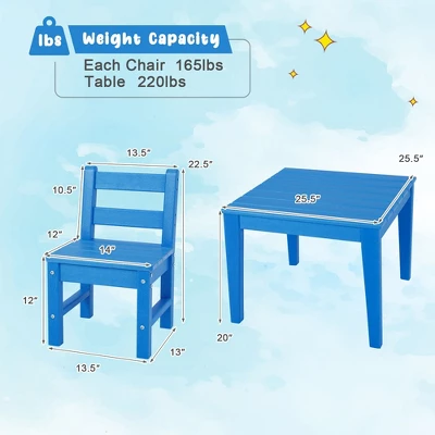 Costway 3PCS Kids Table & 2 Chairs Set Outdoor Heavy-Duty All-Weather Activity Table Set 5 Costway 3PCS Kids Table & 2 Chairs Set Outdoor Heavy-Duty All-Weather Activity Table Set - Image 3
