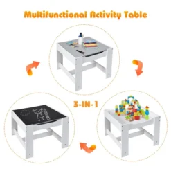 Costway Kids Table Chairs Set With Storage Boxes Blackboard Whiteboard Drawing GreyNature -Child Home Decoration Store GUEST b5538307 d289 432b 979e 1eff09a62cb2