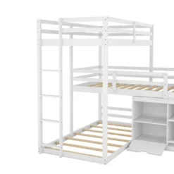 Twin Size L-shaped Wood Triple Bunk Bed With Storage Cabinet, Ladder And Blackboard-ModernLuxe 18 Twin Size L-shaped Wood Triple Bunk Bed With Storage Cabinet, Ladder And Blackboard-ModernLuxe -Child Home Decoration Store GUEST b7b6f61c 6a6f 42a1 b10e 82c61e0c9a3c
