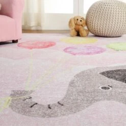 Nursery Elephant Colorful Kids Playroom Indoor Area Rug By Blue Nile Mills -Child Home Decoration Store GUEST b930de76 4449 4875 bacf c1a5f81f150c