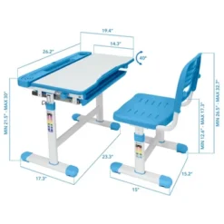 Mount-It! Kids Desk And Chair Set | Height Adjustable Ergonomic Children's School Workstation With Storage Drawer | Blue -Child Home Decoration Store GUEST b9b29310 56c7 4ca8 9a43 3f963facdd3e