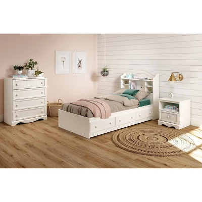 Twin Savannah Bookcase Headboard Pure White - South Shore 3 Twin Savannah Bookcase Headboard Pure White - South Shore