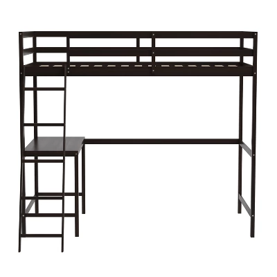Emma And Oliver Twin Wood Loft Bed Frame With Protective Guardrails And Integrated Desk And Ladder For Use With Any 6-8" Thick Mattress 12 Emma And Oliver Twin Wood Loft Bed Frame With Protective Guardrails And Integrated Desk And Ladder For Use With Any 6-8" Thick Mattress - Image 10
