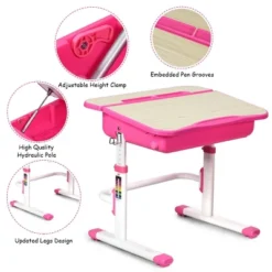 Costway Adjustable Children Study Desk Chair Set W/Winged Backrest Pink -Child Home Decoration Store GUEST be7a4caa ff26 4ed8 b453 d85e357534a7
