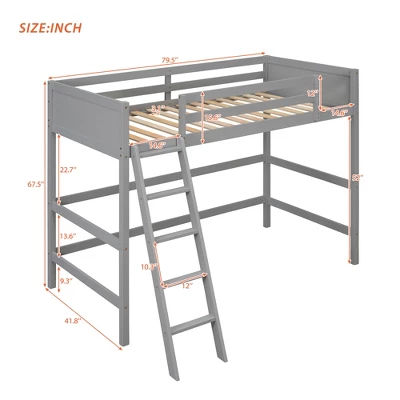 Twin Size Wood Loft Bed With Ladder-ModernLuxe 4 Twin Size Wood Loft Bed With Ladder-ModernLuxe - Image 2