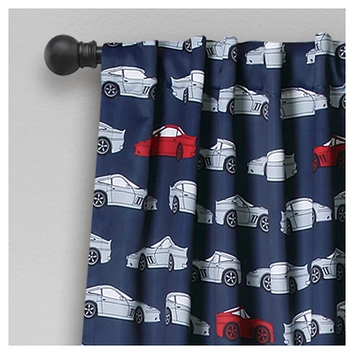 Kids' Race Cars Room Darkening Window Curtain Set Navy/Red - Lush Décor 3 Kids' Race Cars Room Darkening Window Curtain Set Navy/Red - Lush Décor